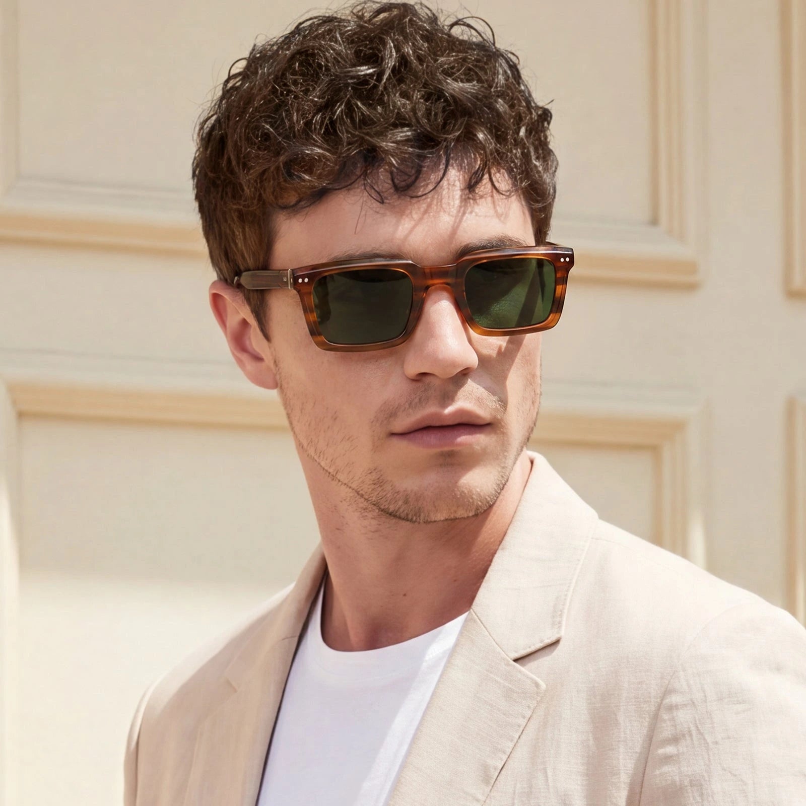 Carfia Arnect CA6027-C12 Tortoise Acetate Square Polarized Sunglasses for Men, Lifestyle View
