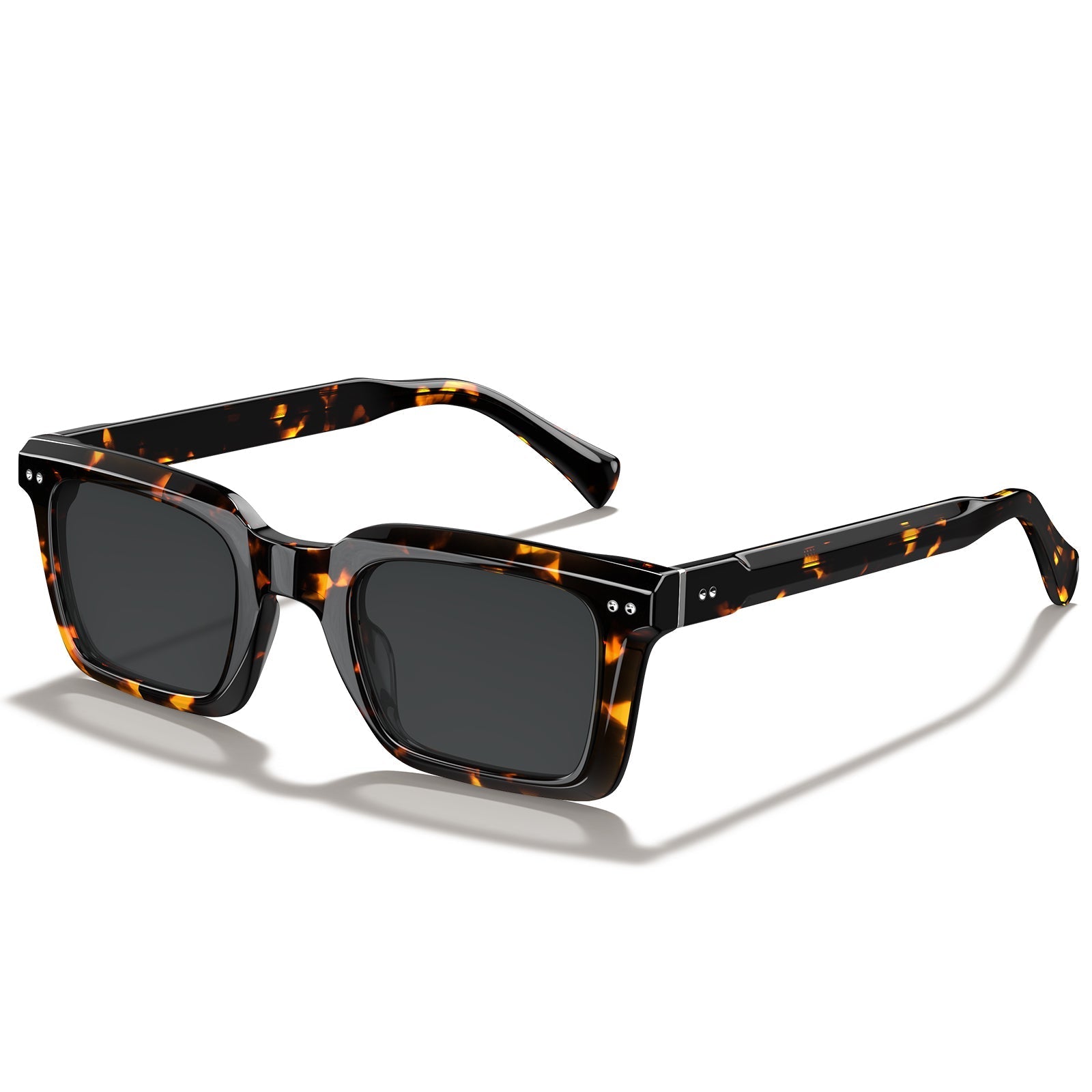Carfia Arnect CA6027-C14 Tortoise Acetate Square Polarized Sunglasses for Men, Three-Quarter View