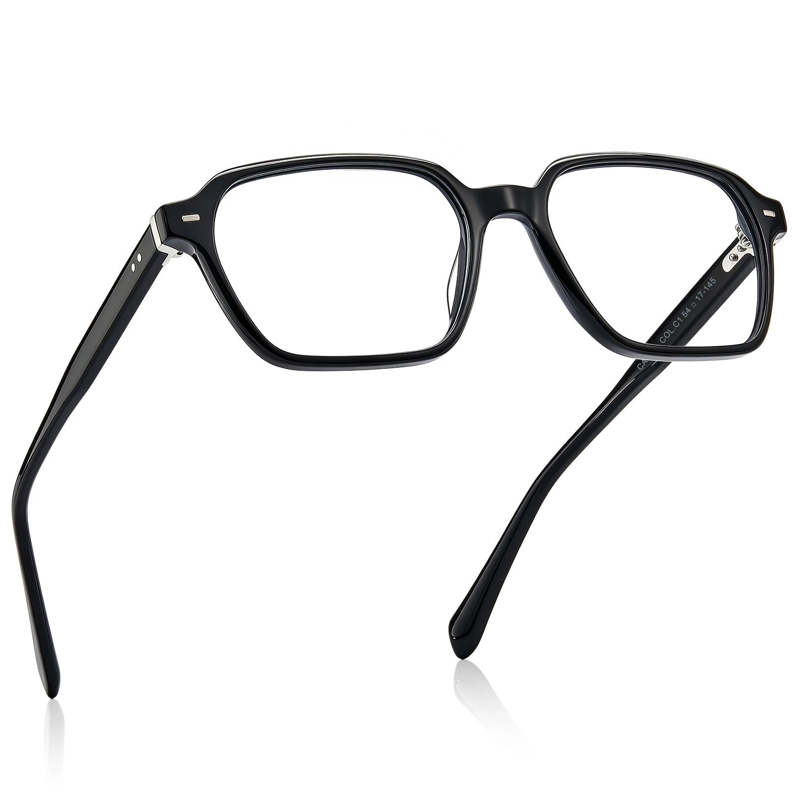 Carfia Aster CA7023-C1 Black Acetate Square Clear Eyeglasses for Men, Angle View