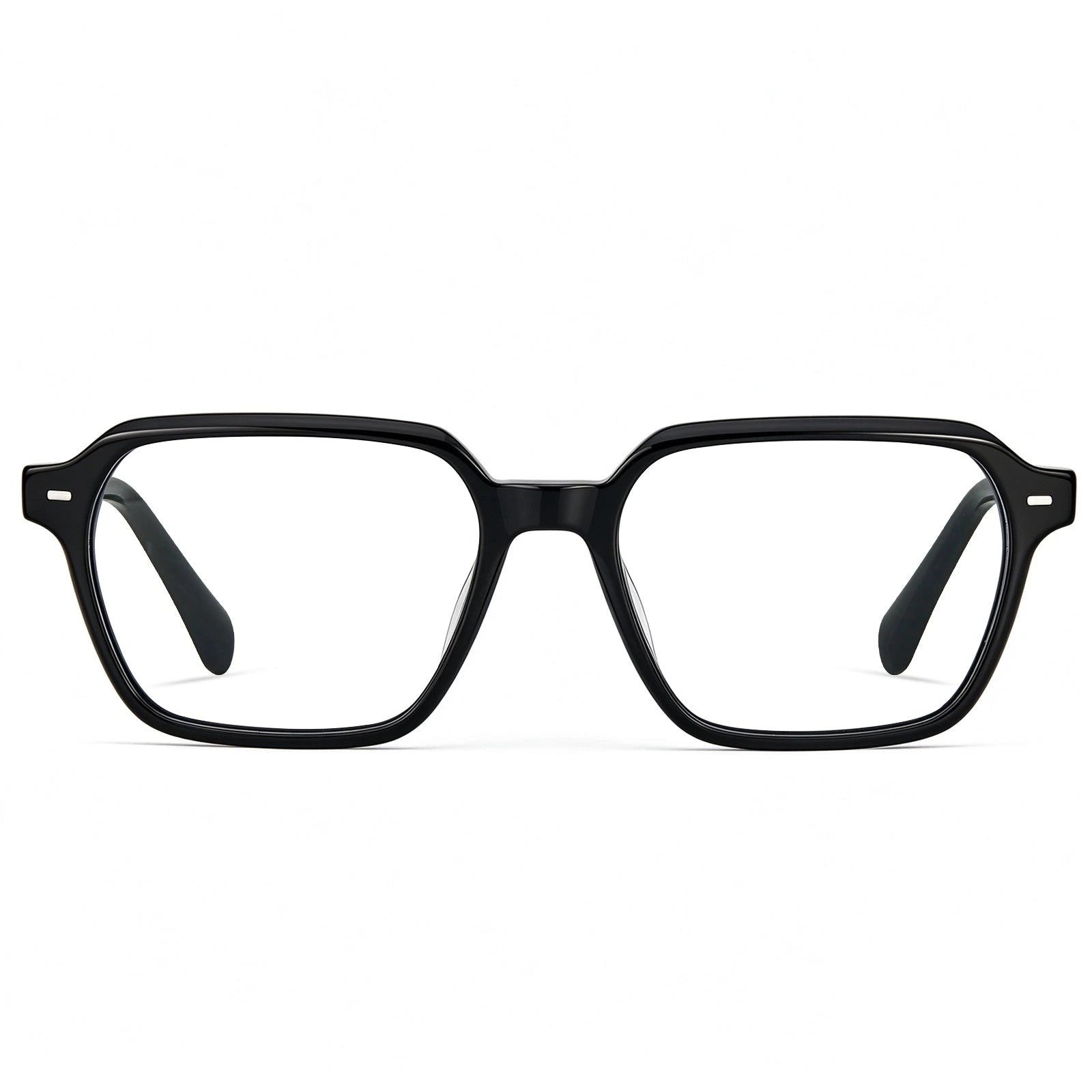 Carfia Aster CA7023-C1 Black Acetate Square Clear Eyeglasses for Men, Front View