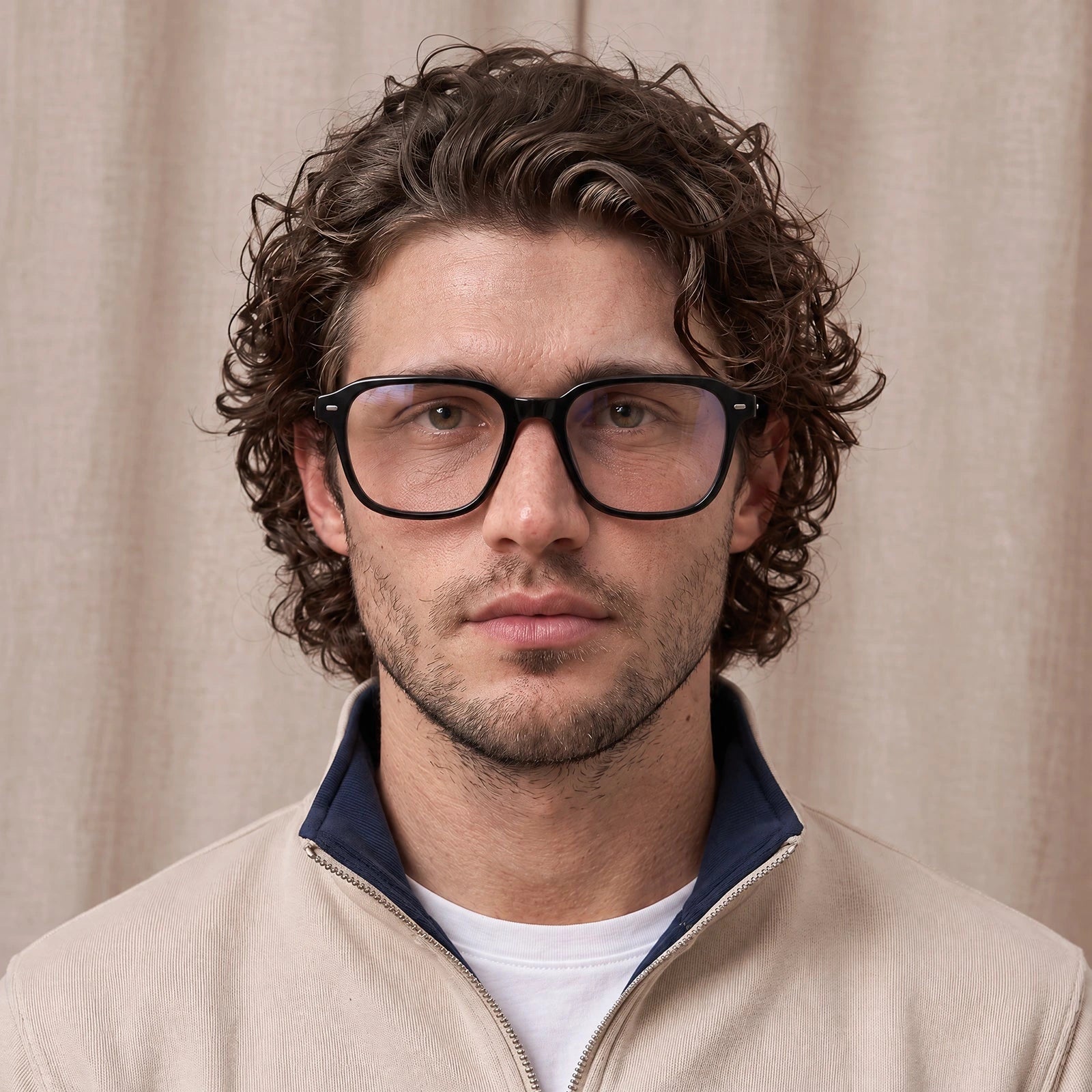Carfia Aster CA7023-C1 Black Acetate Square Clear Eyeglasses for Men, Lifestyle View