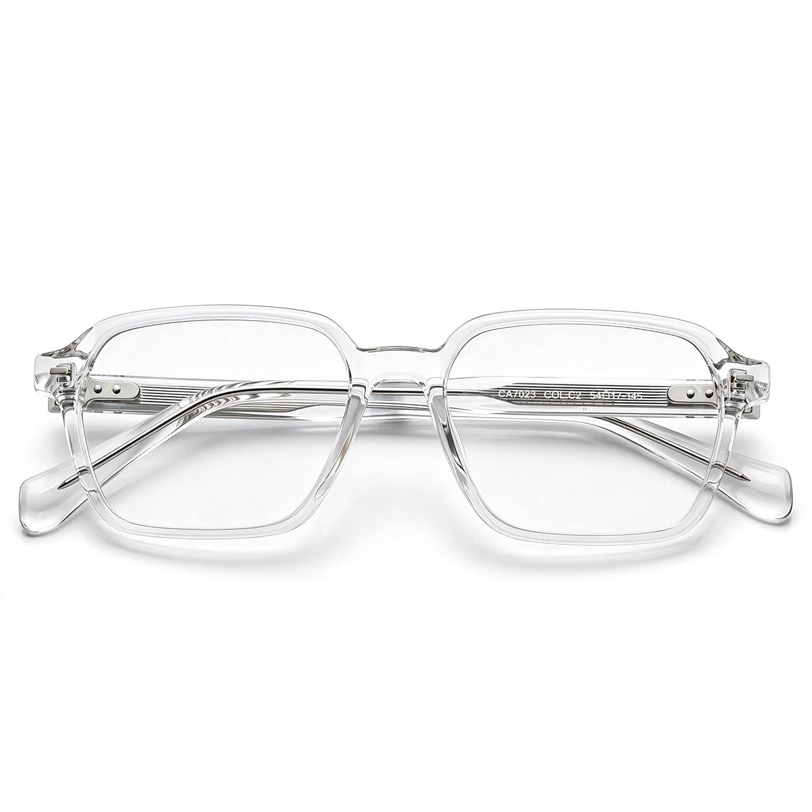 Carfia Aster CA7023-C2 Clear Acetate Square Clear Eyeglasses for Men, Folded View