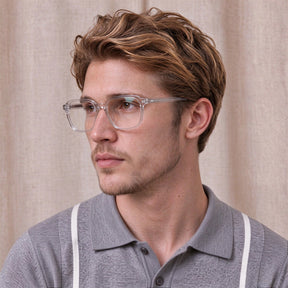 Carfia Aster CA7023-C2 Clear Acetate Square Clear Eyeglasses for Men, Model View