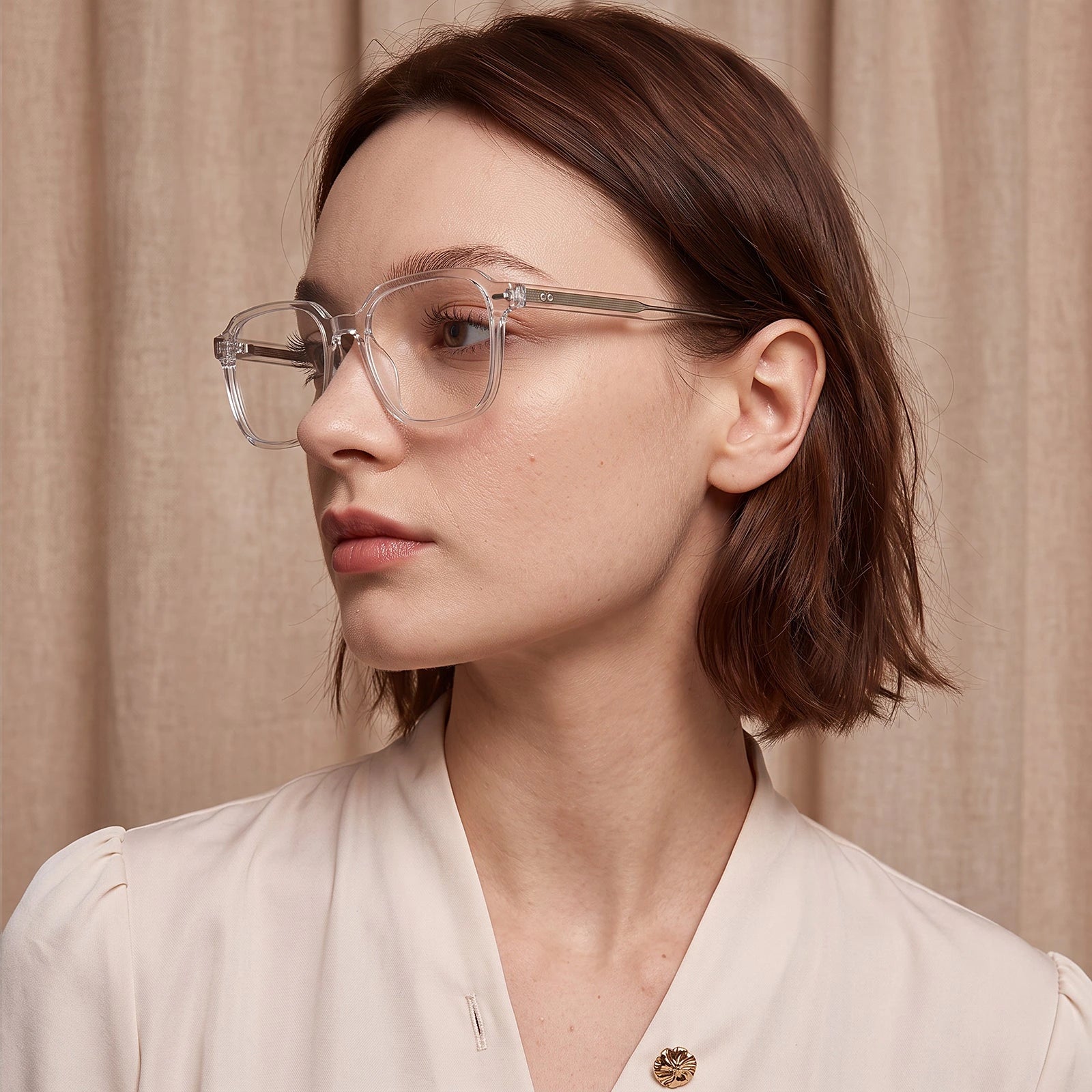 Carfia Aster CA7023-C2 Clear Acetate Square Clear Eyeglasses for Men, Portrait View