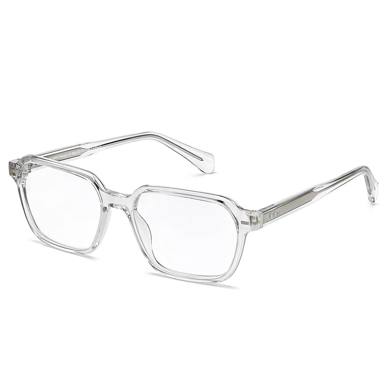 Carfia Aster CA7023-C2 Clear Acetate Square Clear Eyeglasses for Men, Three-Quarter View