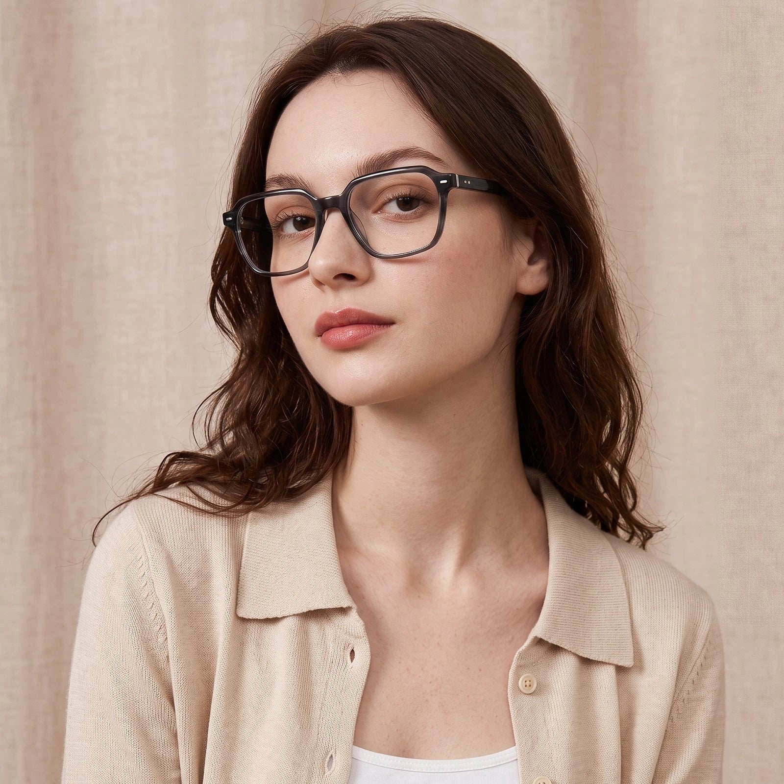 Carfia Aster CA7023-C3 Tortoise Acetate Square Clear Eyeglasses for Men, Portrait View