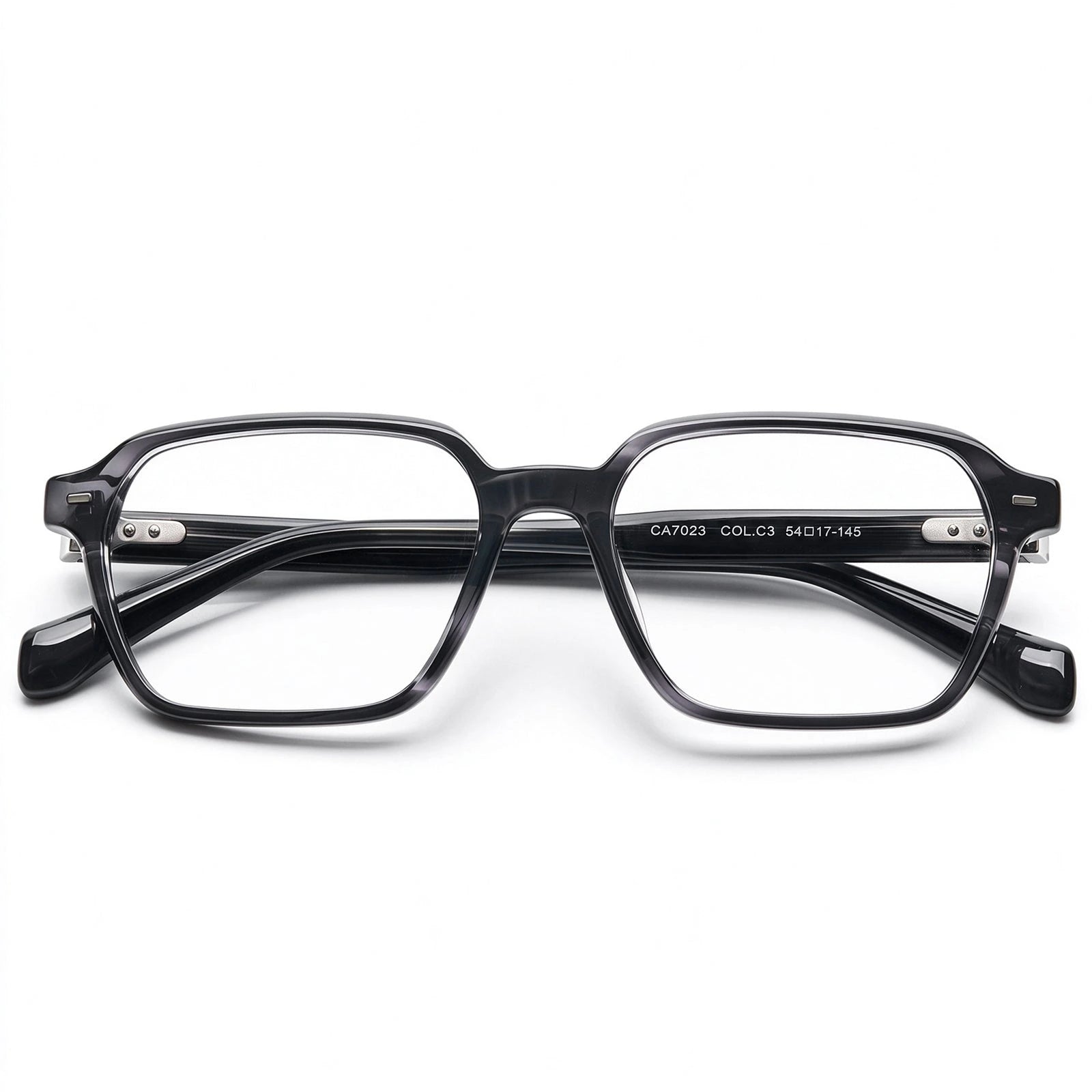 Carfia Aster CA7023-C3 Tortoise Acetate Square Clear Eyeglasses for Men, Three-Quarter View