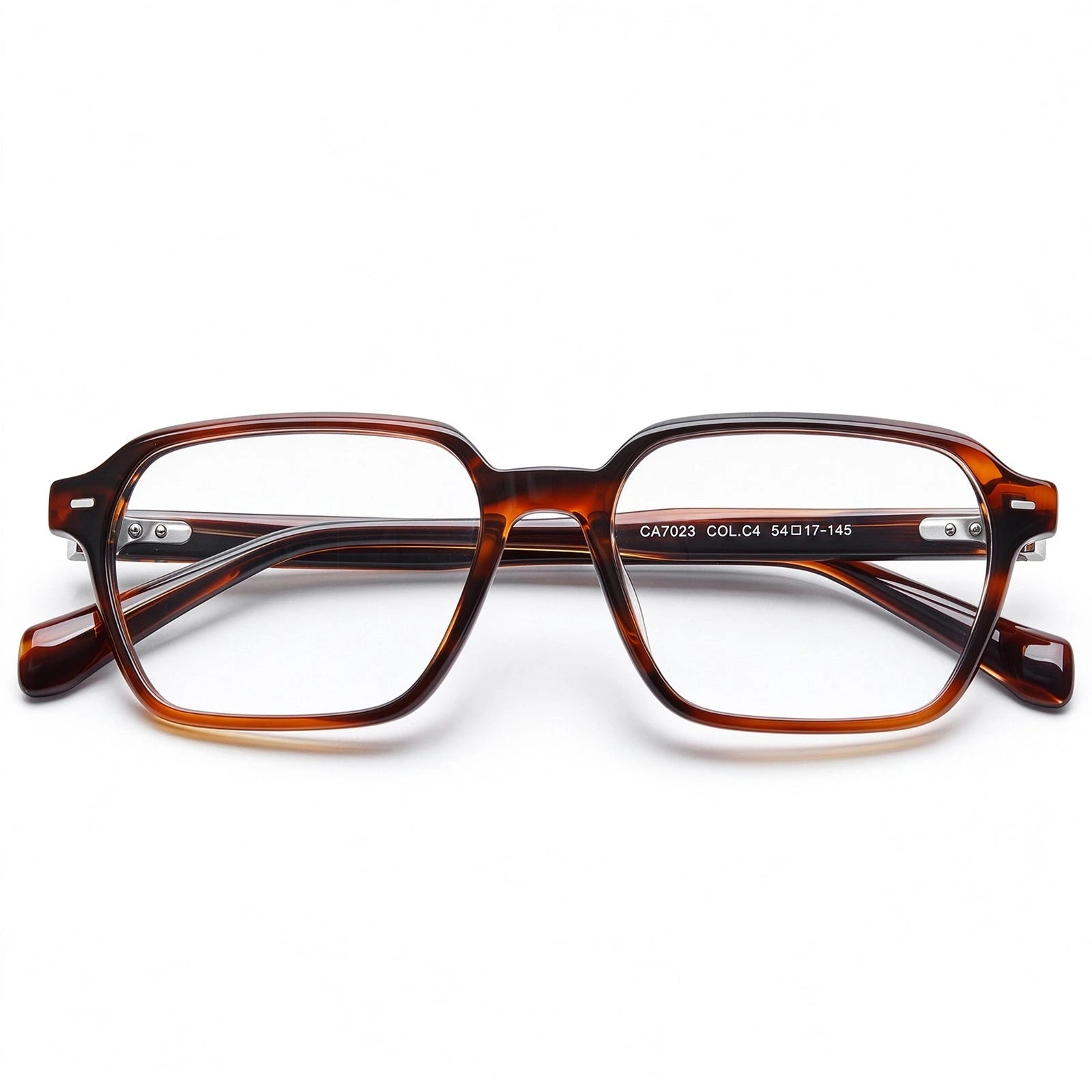 Carfia Aster CA7023-C4 Tortoise Acetate Square Clear Eyeglasses for Men, Folded View