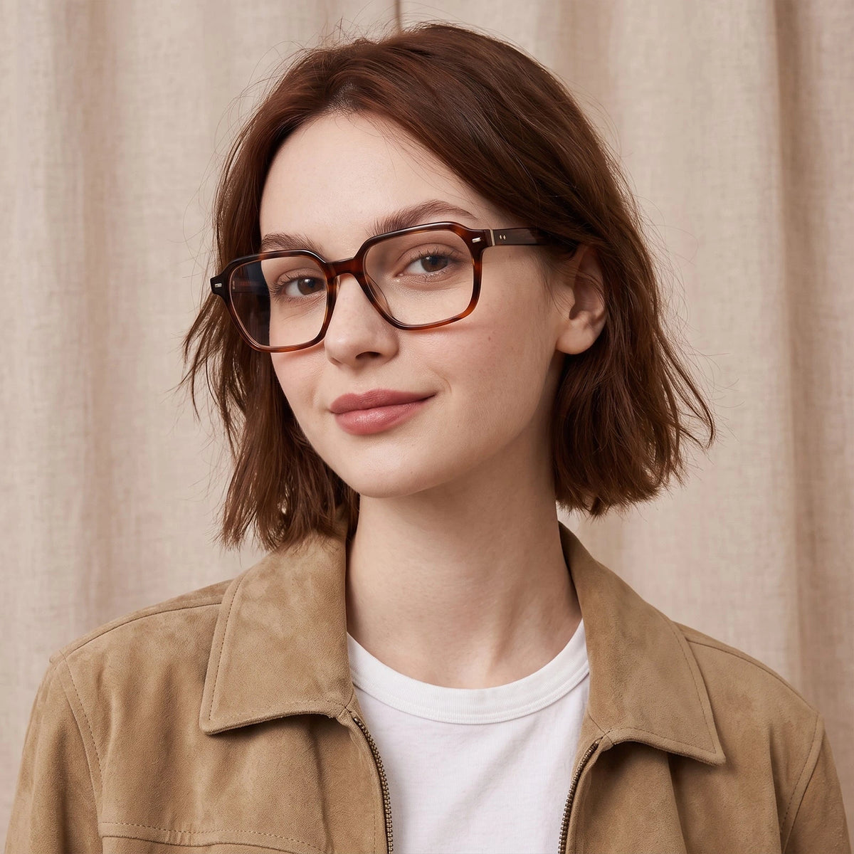 Carfia Aster CA7023-C4 Tortoise Acetate Square Clear Eyeglasses for Men, Model View