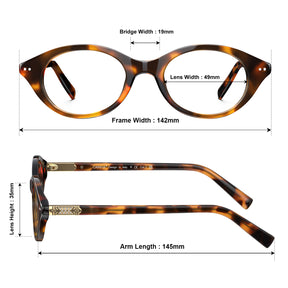 Carfia avenker fc03 women tortoise acetate prescription eyeglasses, sizes view