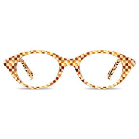 Carfia avenker fc07 women yellow tortoise acetate prescription oval eyeglasses, front view