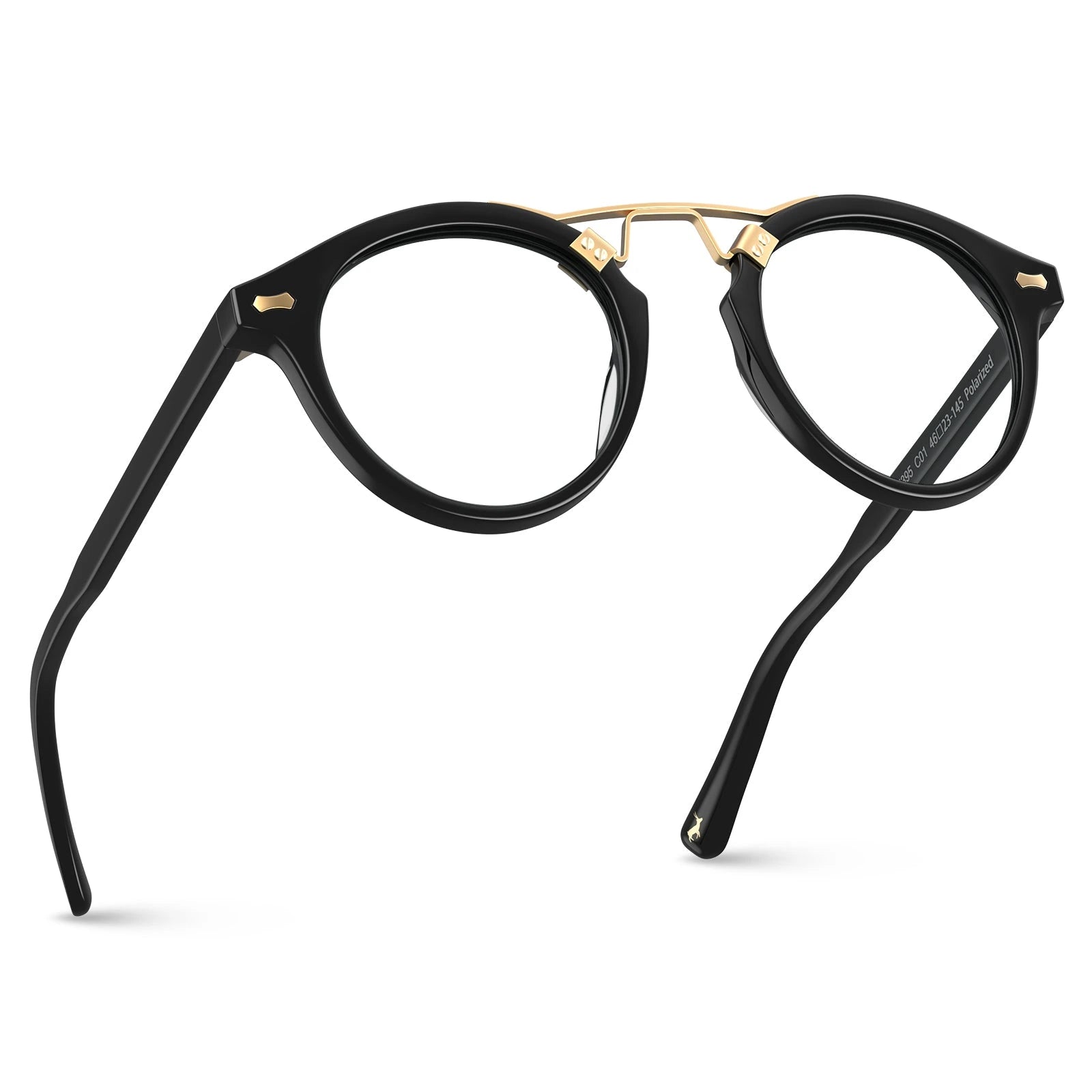 Carfia Avonpak CA5395-FC01 Black Acetate Round Prescription Glasses Eyeglasses for Unisex, Flatlay View