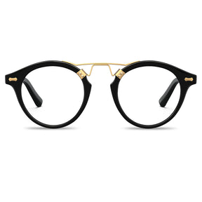 Carfia Avonpak CA5395-FC01 Black Acetate Round Prescription Glasses Eyeglasses for Unisex, Front View