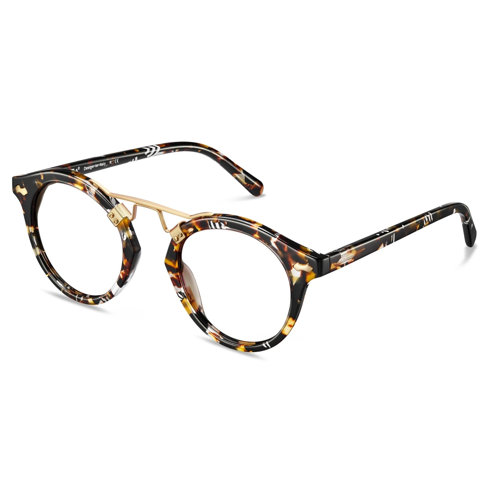 Carfia Avonpak CA5395-FC03 Tortoise Acetate Round Prescription Glasses Eyeglasses for Unisex, Angle View