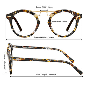 Carfia Avonpak CA5395-FC03 Tortoise Acetate Round Prescription Glasses Eyeglasses for Unisex, Scene View