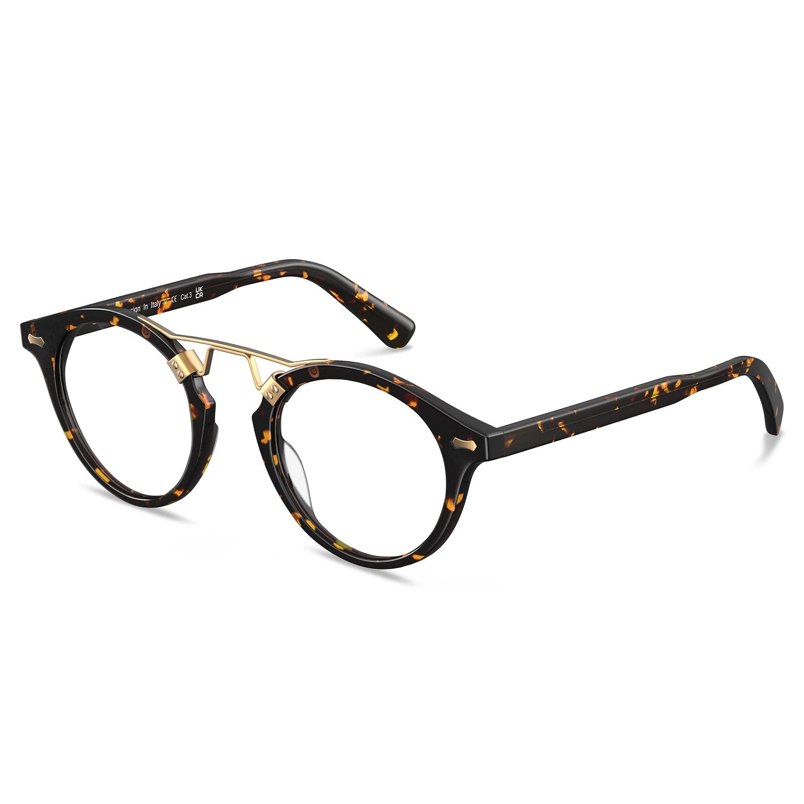 Carfia Avonpak CA5395-FC04 Tortoise Acetate Round Prescription Glasses Eyeglasses for Unisex, Angle View