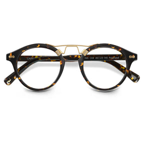 Carfia Avonpak CA5395-FC04 Tortoise Acetate Round Prescription Glasses Eyeglasses for Unisex, Folded View