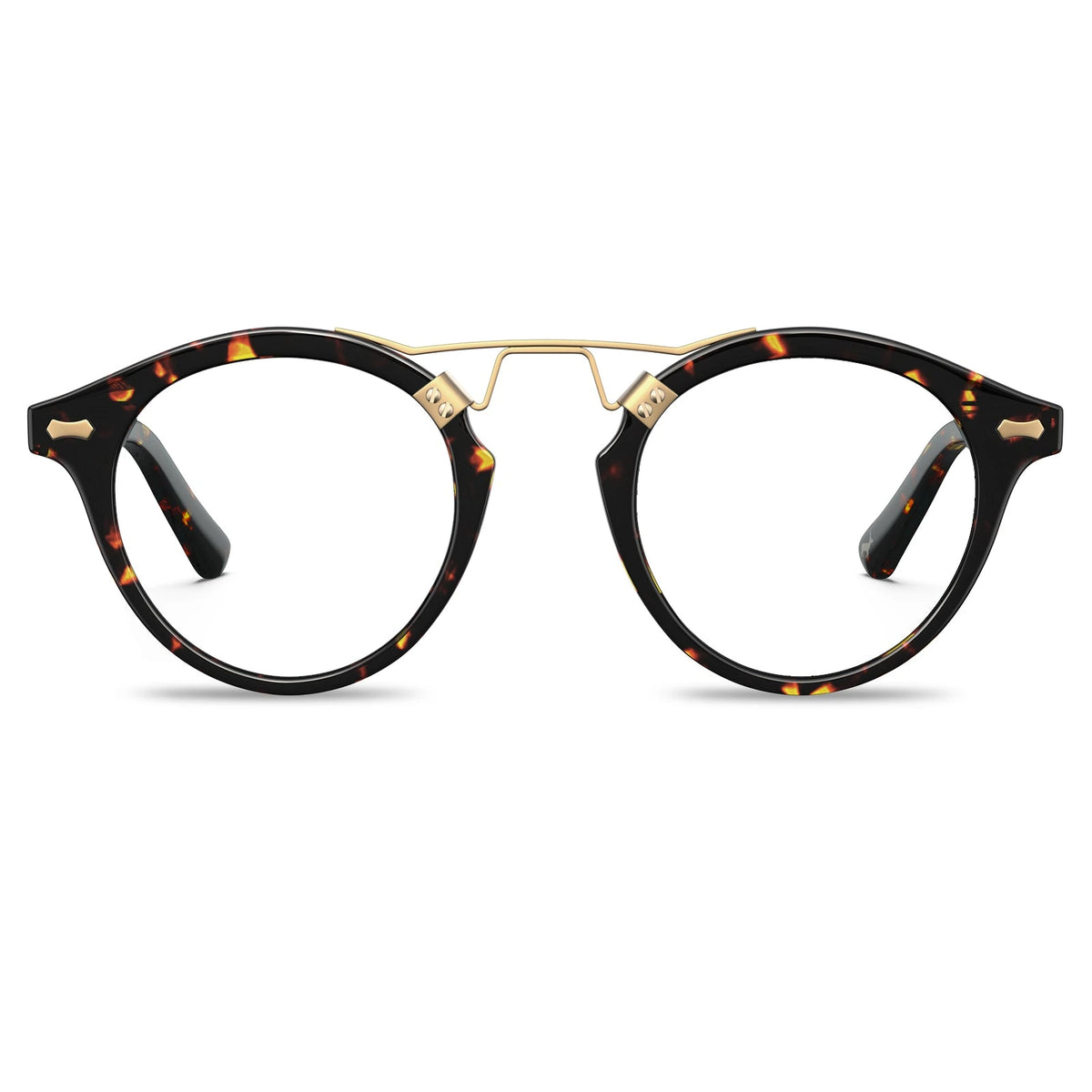 Carfia Avonpak CA5395-FC04 Tortoise Acetate Round Prescription Glasses Eyeglasses for Unisex, Front View