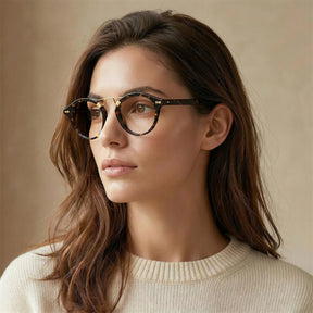 Carfia Avonpak CA5395-FC04 Tortoise Acetate Round Prescription Glasses Eyeglasses for Unisex, Model View