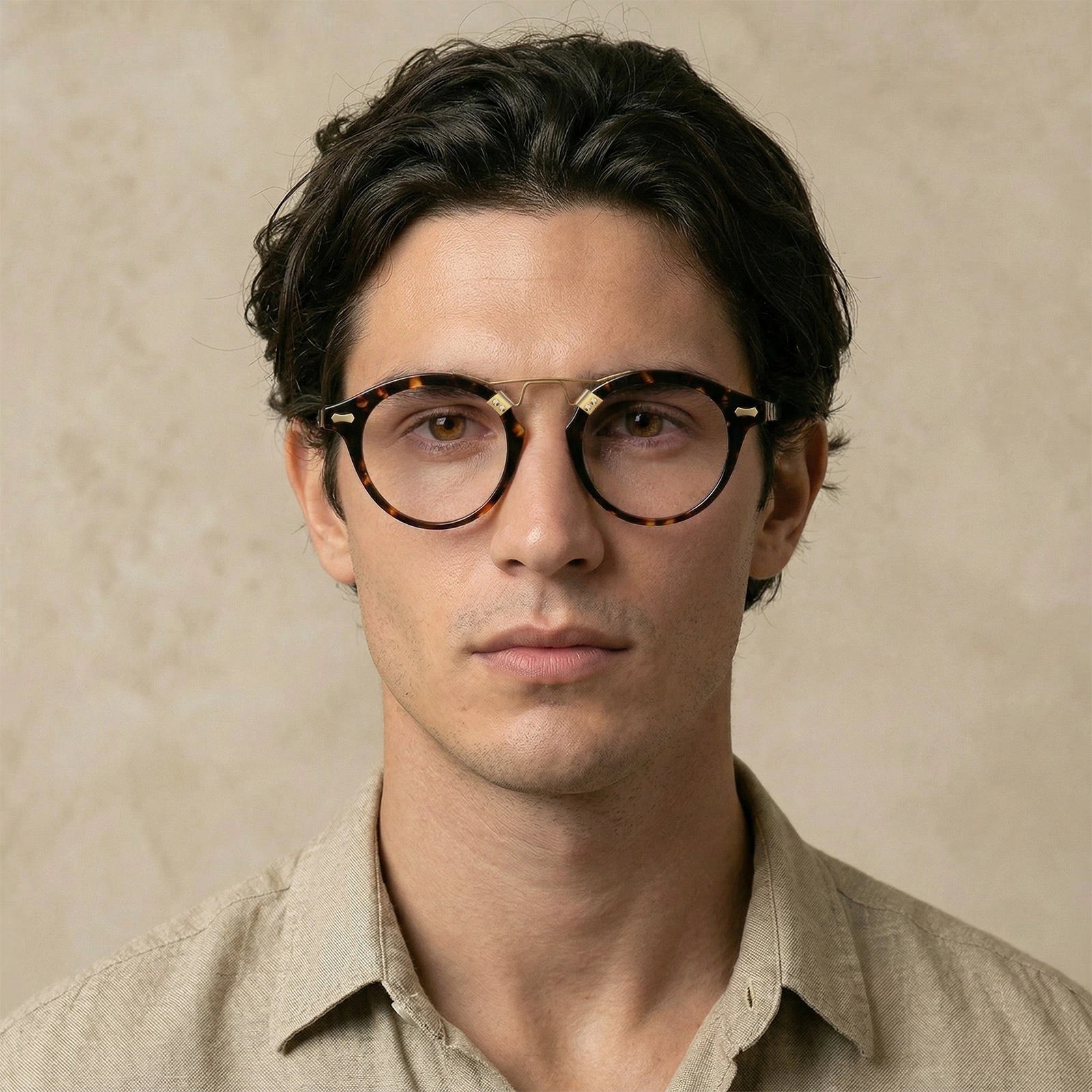 Carfia Avonpak CA5395-FC04 Tortoise Acetate Round Prescription Glasses Eyeglasses for Unisex, Portrait View