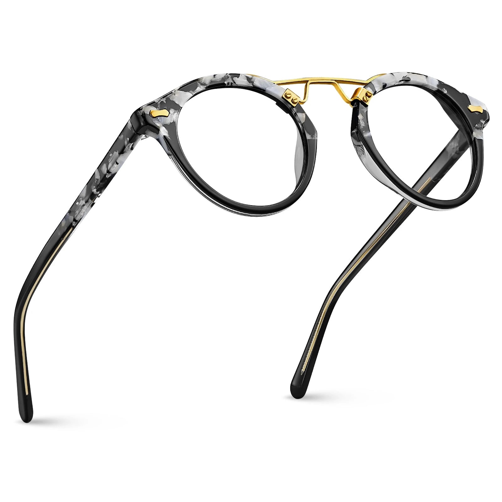Carfia Avonpak CA5395-FC14 Tortoise Acetate Round Prescription Glasses Eyeglasses for Unisex, Flatlay View