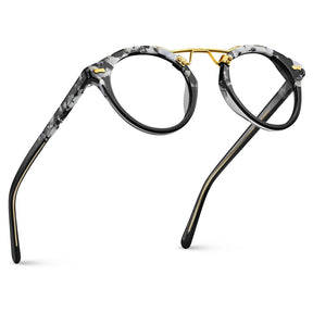 Carfia Avonpak CA5395-FC14 Tortoise Acetate Round Prescription Glasses Eyeglasses for Unisex, Flatlay View
