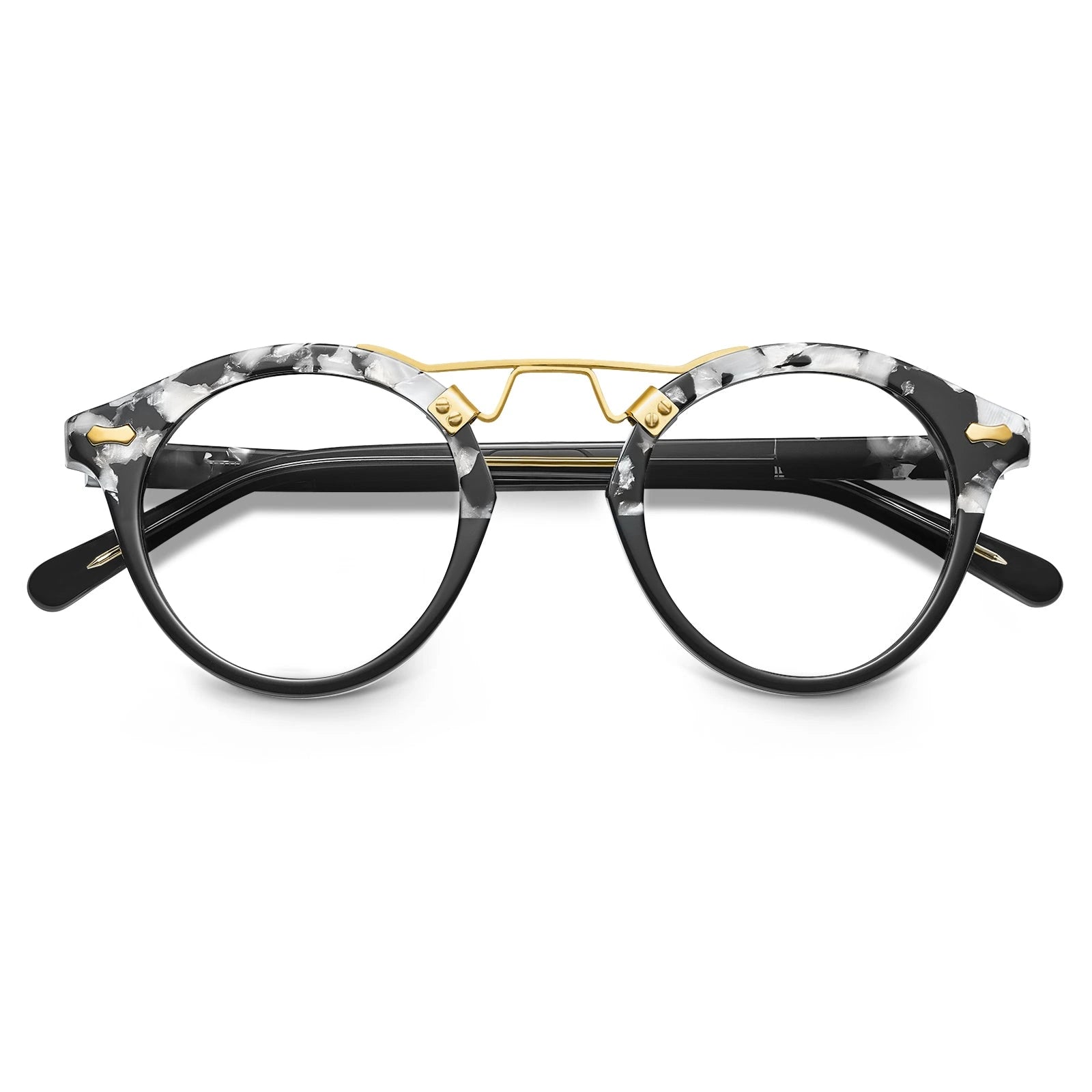 Carfia Avonpak CA5395-FC14 Tortoise Acetate Round Prescription Glasses Eyeglasses for Unisex, Folded View