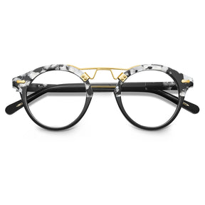 Carfia Avonpak CA5395-FC14 Tortoise Acetate Round Prescription Glasses Eyeglasses for Unisex, Folded View