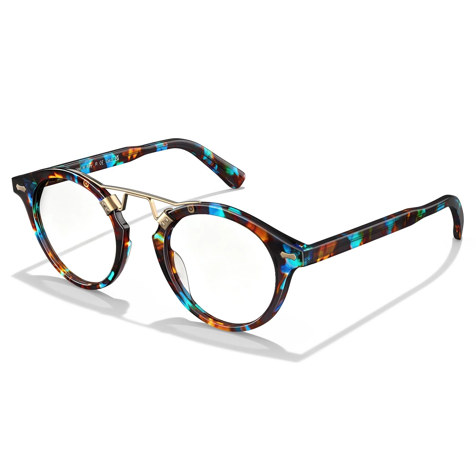 Carfia Avonpak CA5395-FC17 Tortoise Acetate Round Prescription Glasses Eyeglasses for Unisex, Detail View