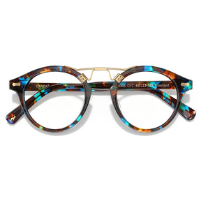 Carfia Avonpak CA5395-FC17 Tortoise Acetate Round Prescription Glasses Eyeglasses for Unisex, Flatlay View