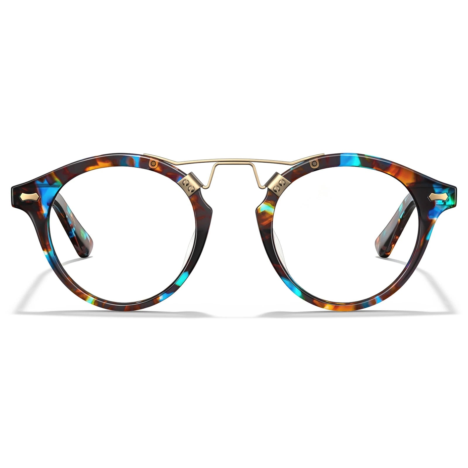 Carfia Avonpak CA5395-FC17 Tortoise Acetate Round Prescription Glasses Eyeglasses for Unisex, Front View