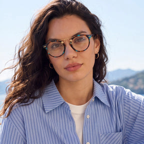 Carfia Avonpak CA5395-FC17 Tortoise Acetate Round Prescription Glasses Eyeglasses for Unisex, Three-Quarter View