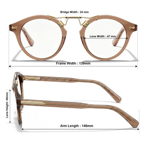 Carfia Avonpak CA5395-FC28 Tortoise Acetate Round Prescription Glasses Eyeglasses for Unisex, Size Chart