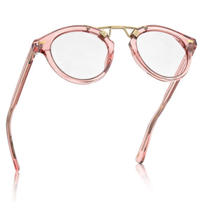 Carfia Avonpak CA5395-FC29 Pink Acetate Round Prescription Glasses Eyeglasses for Unisex, Flatlay View