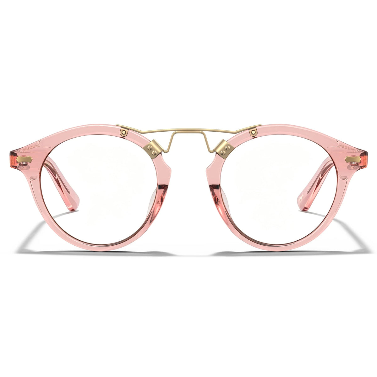 Carfia Avonpak CA5395-FC29 Pink Acetate Round Prescription Glasses Eyeglasses for Unisex, Front View