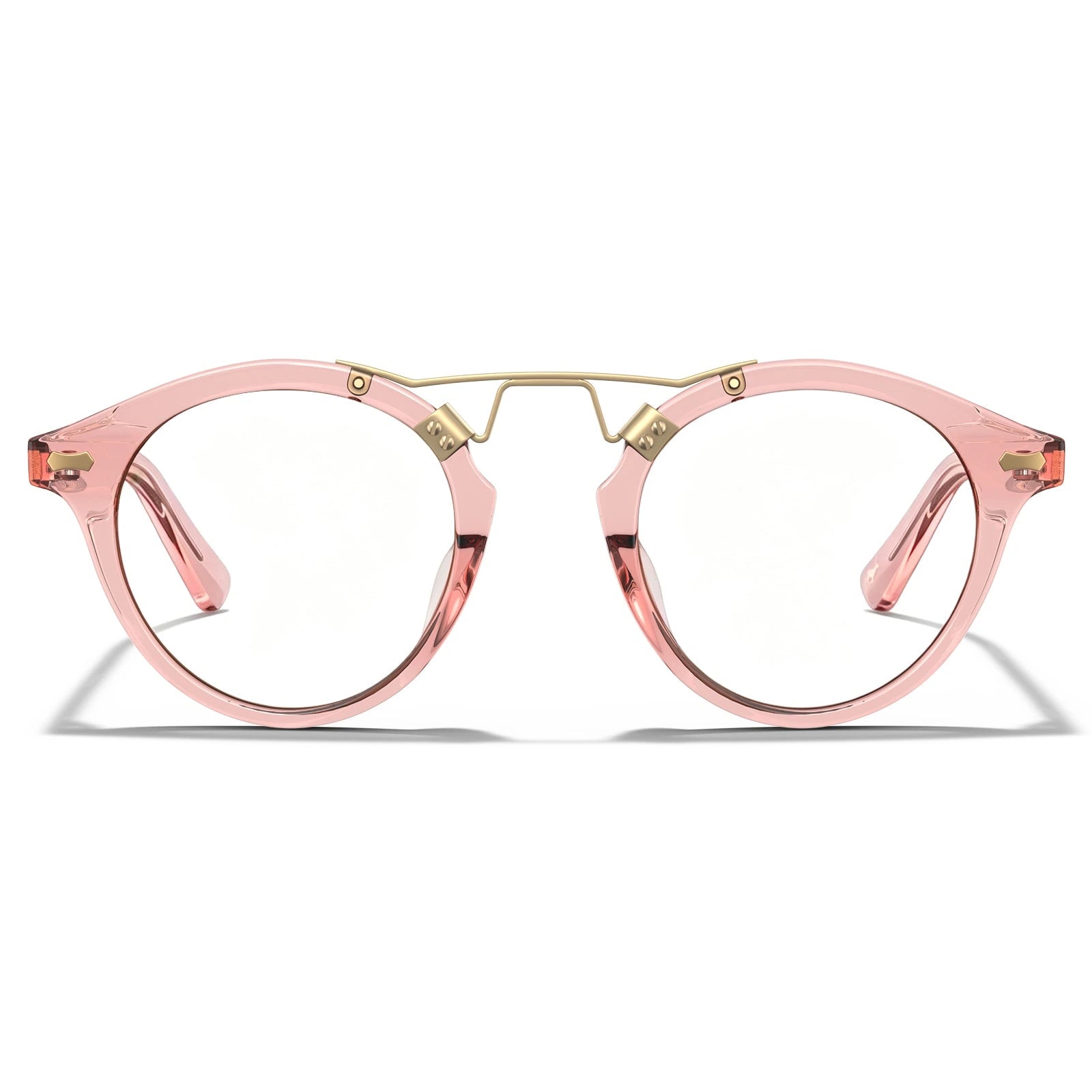 Carfia Avonpak CA5395-FC29 Pink Acetate Round Prescription Glasses Eyeglasses for Unisex, Front View