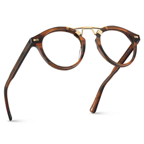 Carfia Avonpak CA5395-FL02 Brown Acetate Round Prescription Glasses Eyeglasses for Unisex, Flatlay View