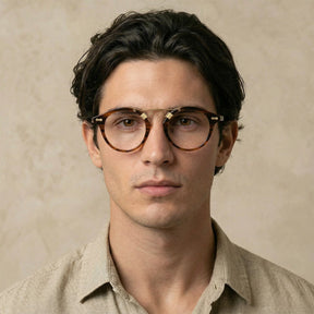 Carfia Avonpak CA5395-FL02 Brown Acetate Round Prescription Glasses Eyeglasses for Unisex, Portrait View