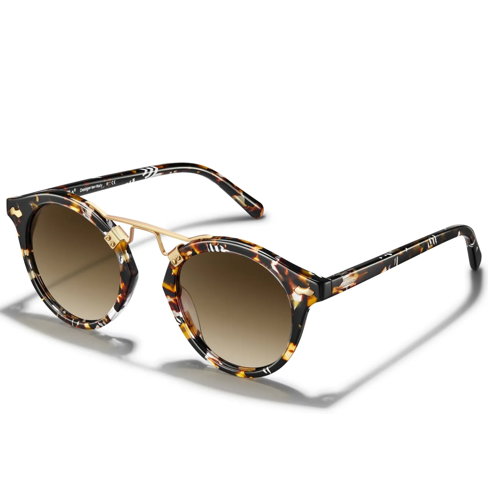 Carfia AvonPark-C03 Tortoise Acetate Round Polarized Sunglasses for Women, Angle View