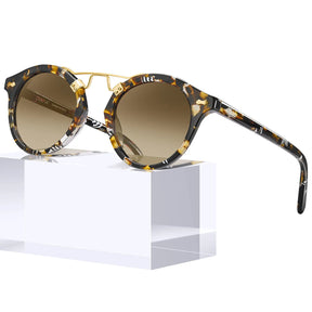 Carfia AvonPark-C03 Tortoise Acetate Round Polarized Sunglasses for Women, Lifestyle View