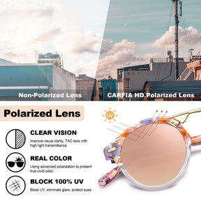 Carfia AvonPark CA5395-C09 Floral Acetate Heart Polarized Sunglasses for Women, Features View