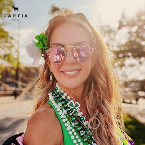 Carfia AvonPark CA5395-C09 Floral Acetate Heart Polarized Sunglasses for Women, Model View