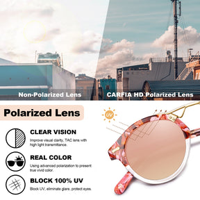 Carfia AvonPark CA5395-C15 Floral Acetate Heart Polarized Sunglasses for Women, Features View