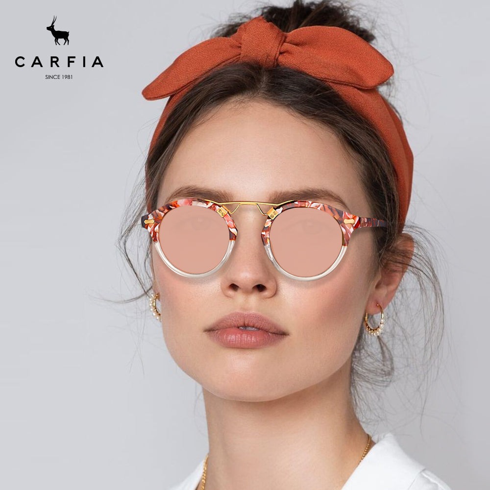 Carfia AvonPark CA5395-C15 Floral Acetate Heart Polarized Sunglasses for Women, Portrait View