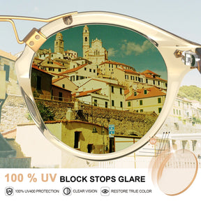Carfia AvonPark CA5395-C25 Gold Acetate Round Polarized Sunglasses for Women, Features View