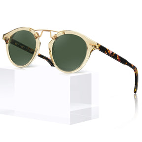 Carfia AvonPark CA5395-C25 Gold Acetate Round Polarized Sunglasses for Women, Three-Quarter View