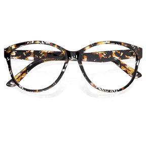 Carfia Barrie CA5396-FC08 Tortoise Acetate Round Prescription Glasses Eyeglasses for Women, Folded View