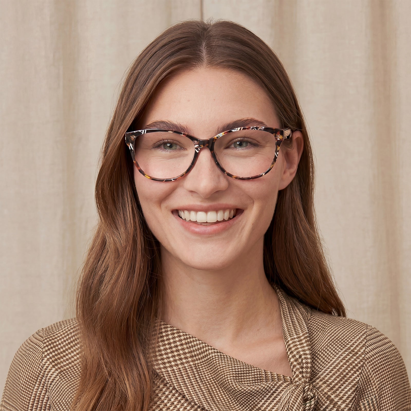 Carfia Barrie CA5396-FC08 Tortoise Acetate Round Prescription Glasses Eyeglasses for Women, Portrait View