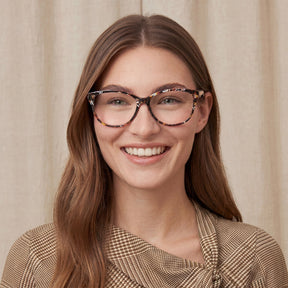 Carfia Barrie CA5396-FC08 Tortoise Acetate Round Prescription Glasses Eyeglasses for Women, Portrait View