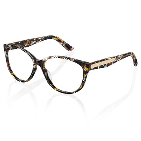 Carfia Barrie CA5396-FC08 Tortoise Acetate Round Prescription Glasses Eyeglasses for Women, Three-Quarter View